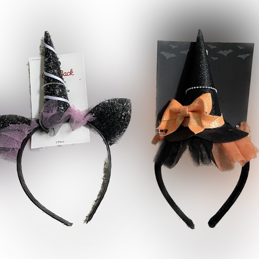 New Two Girl’s Headbands - Cat Ears & Witch Hat